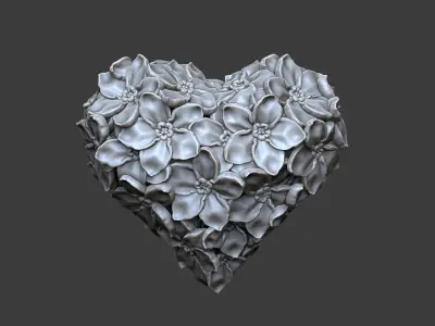 Forget me not heart treasure design crystal blossom 3D print model