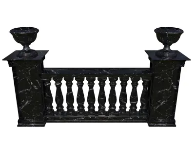 Dark marble fence balasins and columns 3D model