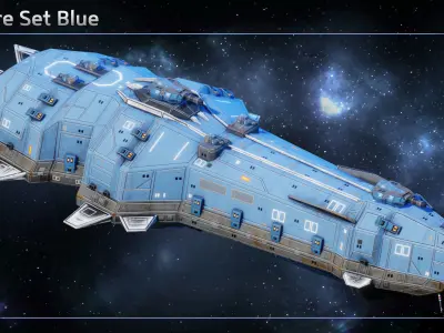 Spaceship Battleship Low-poly 3D model