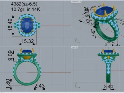Cushion Halo Ring 4382 3D print model