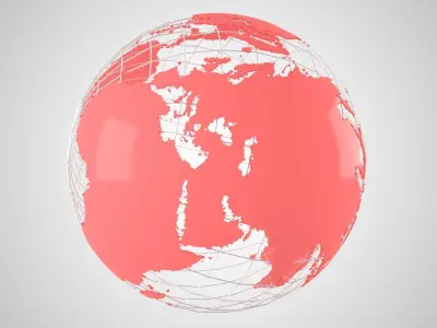Globe News Skeleton Light Red 3D model