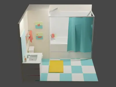 Bath Room 2 Low-poly 3D model