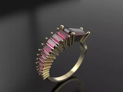 Baguette Ring 3D print model