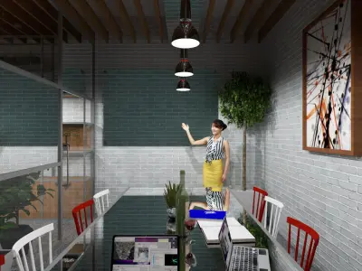 Office and Coffee Shop Interior Design Low-poly 3D model