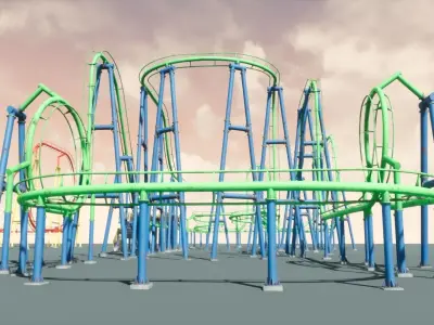 Roller Coaster UE4 Unity Low-poly 3D model