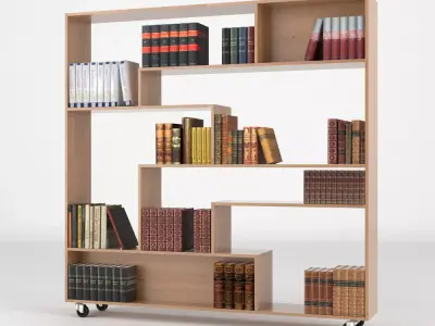 Bookshelf 3 bookcase with shelves on wheels 3D model