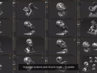 10 modern sculpture pack 3d print model  3D Model Collection