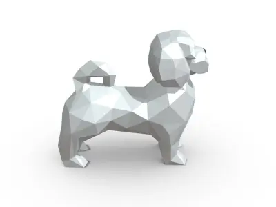 Maltese dog low poly 3D print model