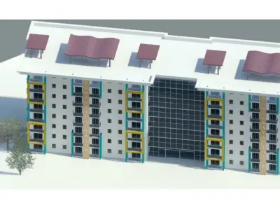 Building Apartment Site Revit Project Model 3D model