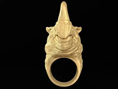 Realistic Rhino Head Men Ring 8357 2459 3D print model