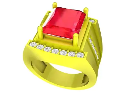 Luxury Square Cut Halo Stone Ring 3D Model  4981 3D print model