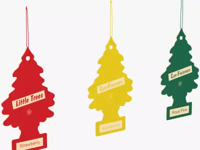 Little Trees Hanging Car Fresheners Set 3D model
