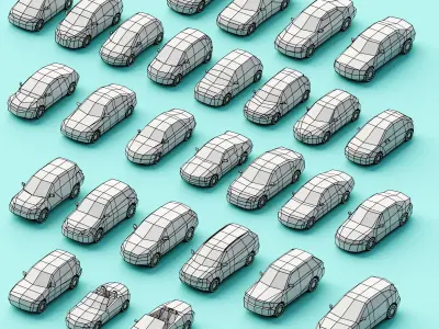 Paper Cars Low-poly 3D model