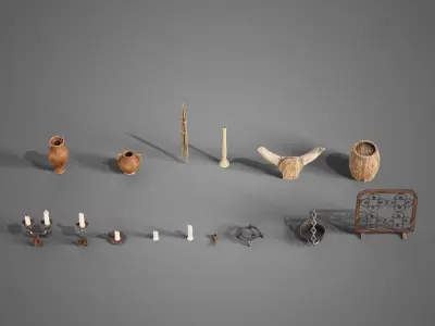 Various props collection Low-poly 3D model