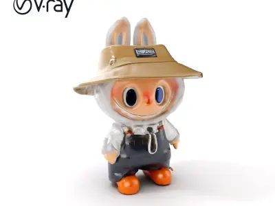 Labubu Monster Keychain Low-poly 3D model Low-poly 3D model