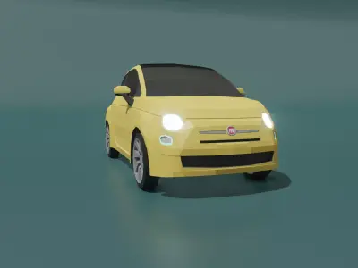 FIAT 500 2020 lowpoly 3d model Low-poly 3D model