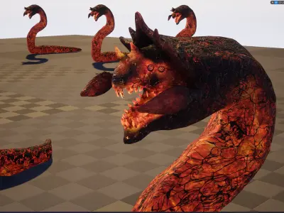 Hell worm low-poly game engine ready 3D model Low-poly 3D model