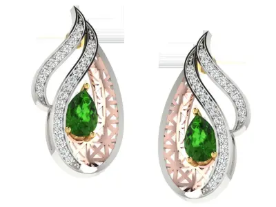 Women Flower Drop Pear Diamond Earring  3D print model