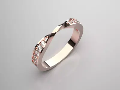 Rose gold ring with diamond model jr00129 3D print model