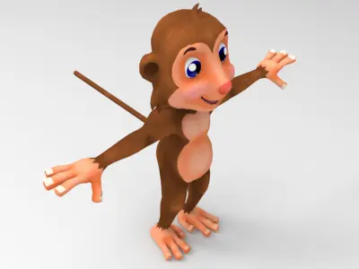 Monkey Model cartoon Low-poly 3D model