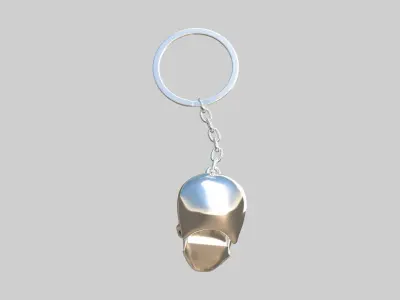 skull keychain silver 3D model