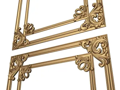Boiserie Carved Decoration Panel 014 Low-poly 3D model
