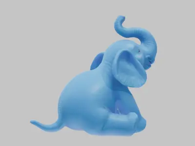 Plastic Blue baby elephant Low-poly 3D model