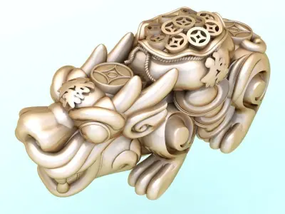 Pixiu money coin Bracelet - Unicorn  bracelet - 5 Size 3D Model Collection