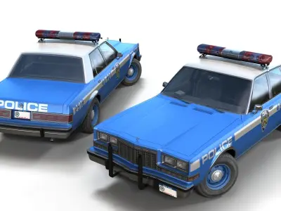80s NY police car Low-poly 3D model