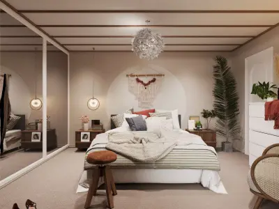 Exquisite Classic Luxury Master Bedroom  Boudoir Scene 3D model