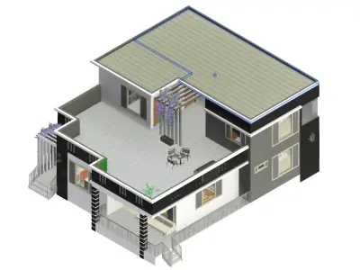 4 Bedroom Revit House plan Low-poly 3D model