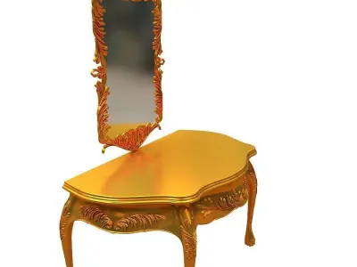 Carved frame mirror Low-poly 3D model