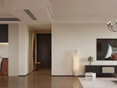 modern living room dining room interior scenes  3D model