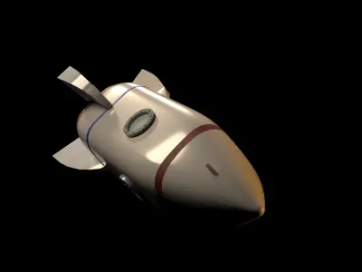 CARTOON WHITE  ROCKET  3D model