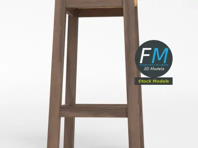 Wooden stool 2 3D model