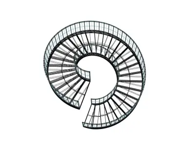 Spiral Staircase with Railing Architectural Detail 3D model