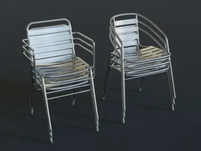 Stackable Stainless Steel Chair Low-poly 3D model