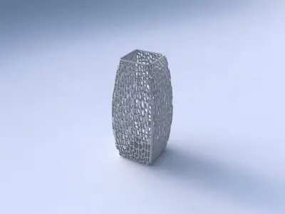 Vase rectangle with dense twisted organic lattice 3D print model