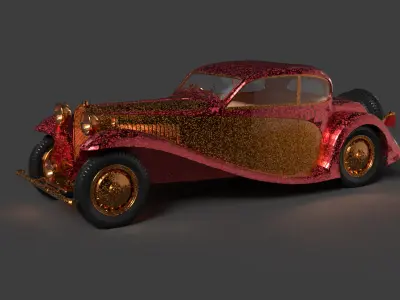 Golden vintage car   3D model