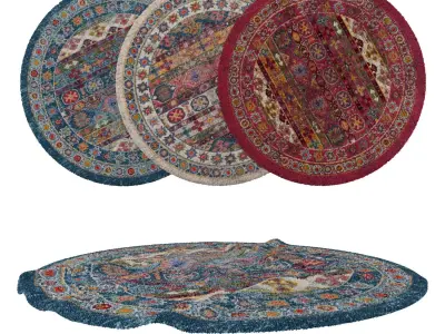 Round Rug Set 153 3D model