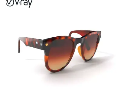 Tortoiseshell Designer Sunglasses Frame model pack Low-poly 3D model
