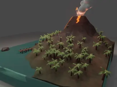 Volcanic Island Free low-poly 3D model
