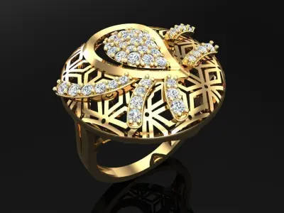  Mesh flower ring - Italian rings - Womens Rings - N6340 3D print model