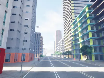 City Downtown Skyscraper Street - Unreal - Lot 09 Low-poly 3D model