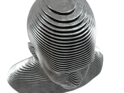 Bust of metal plates 2 metal variants 3D model