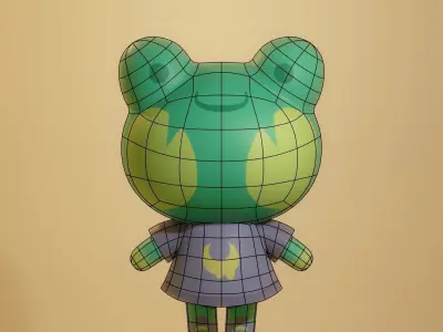 Frog-cartoon version with clothes Low-poly 3D model