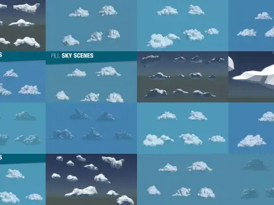 Low Poly Cloud Collection icebergs 3D Model Pack