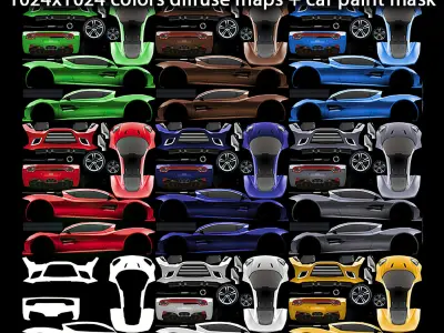 Generic Supercar v7 multicolors Low-poly 3D model