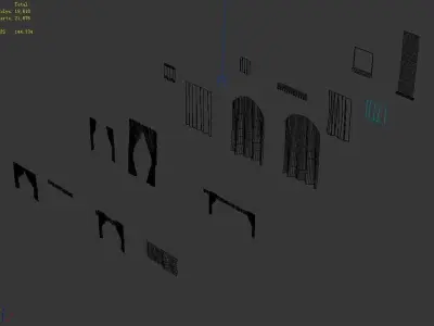 Game Building Decoration - Curtains 3D model