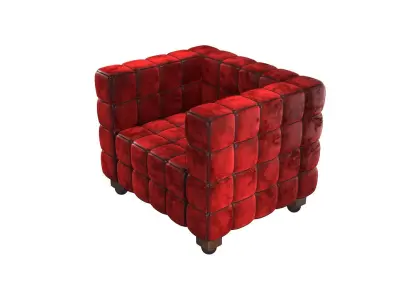 Armchair Red velvet Low-poly 3D model